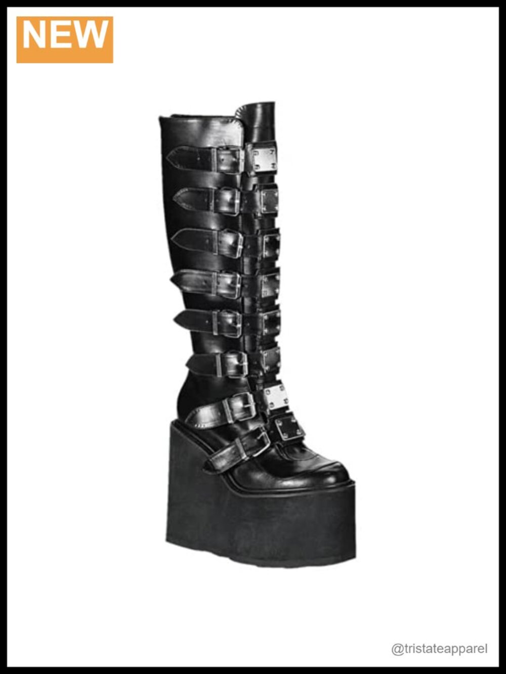 Faux Leather Punk Goth Combat Platform Knee High Boots